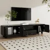 Schwarzer TV-Schrank mit Holzbeinen – 180 cm breit, matte Produktbild-Vorschau 3
