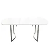 A white dining table with silver legs on a white background. Anteprima dell’immagine prodotto