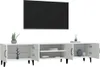 A white TV stand with a television mounted above it. Náhľad obrázku produktu