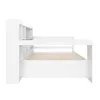 A white loft bed with a bookshelf and drawers, shown from the side. Podgląd zdjęcia produktu