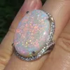 Mode Frauen super glänzende ovale Form künstliche Opal Ring Produktbild-Vorschau 6