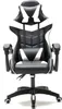 A black and white gaming chair is shown from the front against a white background. Produktbild-Vorschau