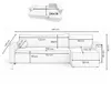 A sketch of a sectional sofa with dimensions and measurements. Anteprima dell’immagine prodotto
