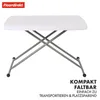 A white folding table with a metal frame on a white background. Voir les images du produit