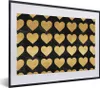 MuchoWow® Gerahmtes Poster Muster - Herz - Gold - Schwarz Produktbild-Vorschau 1