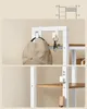 Collage showing details of a shelving unit with hooks for hats and keys. Náhled obrázku produktu