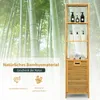 GOPLUS Hochschrank Bambus mit Wäschekorb, Badezimmerschrank Produktbild-Vorschau 5