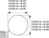 A diagram showing a circular object with dimensions and corresponding labels. Anteprima dell’immagine prodotto