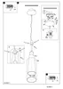 Diagrams illustrating the assembly and wiring of a pendant light fixture. Voir les images du produit