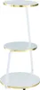 A three-tiered side table with white surfaces and gold trim. Produktbild-Vorschau
