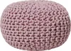 A pink knitted pouf on a white background. Náhled obrázku produktu