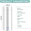 A white electric kettle with product parameters displayed next to it. Produktbild-Vorschau