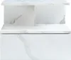 A white marble-effect bedside table with a drawer and open shelves. Náhľad obrázku produktu