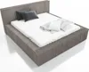 A bed with pillows and blankets on a white background. Produktbild-Vorschau