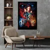 A poster of Stranger Things Season 4 is displayed on a wall in a living room setting, next to a chair and a coffee table. Produktbild-Vorschau