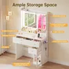 Schminktisch mit LED-Spiegel & Vitrine | 90 cm breit | USB Produktbild-Vorschau 3