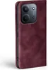 A close-up side view of a burgundy flip phone case for a Xiaomi Redmi 15C. Produktbild-Vorschau
