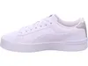 A side view of a white Puma Jada Distressed sneaker with silver accents on the heel. Podgląd zdjęcia produktu