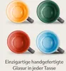 Cosumy Cappuccino Tassen mit Untertassen 4er Set Bunt Produktbild-Vorschau 3