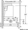 Technical drawing with measurements of a range hood. Voir les images du produit