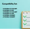 A list of compatible products with checkmarks on a notepad. Produktbild-Vorschau