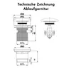 Technical drawing of a drain fitting with dimensions. Produktbild-Vorschau