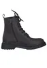 A single brown leather boot with black laces and a black sole is shown against a white background. Produktbild-Vorschau