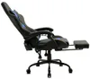 A side view of a black and blue gaming chair with a footrest extended. Anteprima dell’immagine prodotto