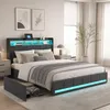 Cama tapizada INONEFT de 180x200 cm con 4 cajones, cama Vista previa de la imagen del producto 1