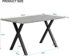 A diagram showing the dimensions of a gray rectangular table with black X-shaped legs. Produktbild-Vorschau
