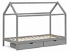 Homestyle4u Kinderbett 90x200 Hausbett Grau mit Bettkasten Produktbild-Vorschau 6