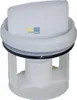 A white washing machine lint filter with a black rubber seal. Produktbild-Vorschau
