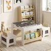 COSTWAY Kindertisch mit 2 Stühlen, Kindersitzgruppe, 4 in 1 Produktbild-Vorschau 9