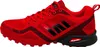 A single red and black athletic shoe shown from the side. Produktbild-Vorschau