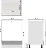Diagrams showing the dimensions of a cabinet. Voir les images du produit