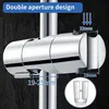 A close-up of a chrome shower head holder attached to a shower rod, with measurements indicated. Produktbild-Vorschau