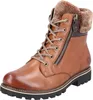 A single brown leather boot with fur lining and laces, shown from the side. Produktbild-Vorschau