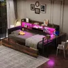 Kovová postel 90x200 cm s úložným prostorem, LED Náhled obrázku produktu 6