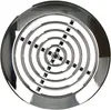 A top-down view of a round, chrome ventilation grille with a black insect screen. Anteprima dell’immagine prodotto