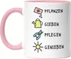 Pflanzen Gießen Pflegen Genießen Tasse Rosa Hobby-Gärtner Produktbild-Vorschau 1