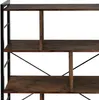 A close-up view of a wooden shelf unit with black metal framing. Produktbild-Vorschau