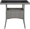 vidaXL Table de jardin Gris Poly rotin et verre Voir les images du produit 2