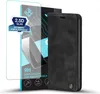 A screen protector and a flip phone case are displayed against a white background. Produktbild-Vorschau