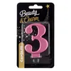 Svíčka Number 3, metalická růžová zlatá, 8 cm Náhled obrázku produktu 2