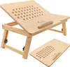 A wooden laptop table with adjustable legs and ventilation holes. Podgląd zdjęcia produktu