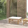 vidaXL Gartenhocker mit Cremeweißem Kissen Bambus Produktbild-Vorschau 2
