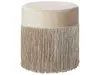 BELIANI Pouf Taupe Samtstoff mit Fransen Rund Boho-Stil Produktbild-Vorschau 1