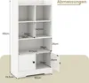 Regał z 2 drzwiami i 5 przegródkami, biały drewniany regał, Podgląd zdjęcia produktu 3