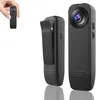 A hand holding a mini body camera, with two other views of the camera shown against a white background. Produktbild-Vorschau