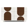 A white dresser with brown curved accents on a white background. Voir les images du produit